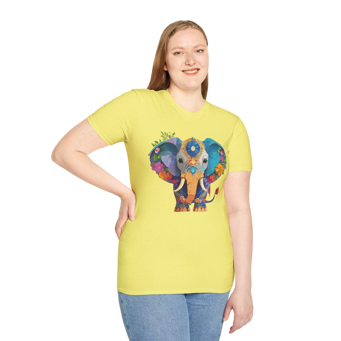 Elephant Graphic Shirt For Adults Unisex Softstyle Tee 100 Percent Cotton Gildan 64000