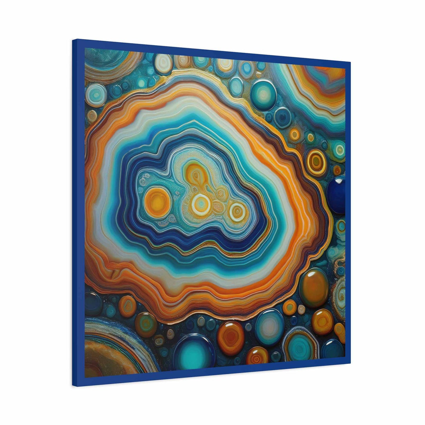 Agate Stone Graphic Print Canvas, Oil Paint Print 20x20, 24x24, 30x30, 32x32, 36x36 Canvas Pine-Wood Inner Frame MC-190