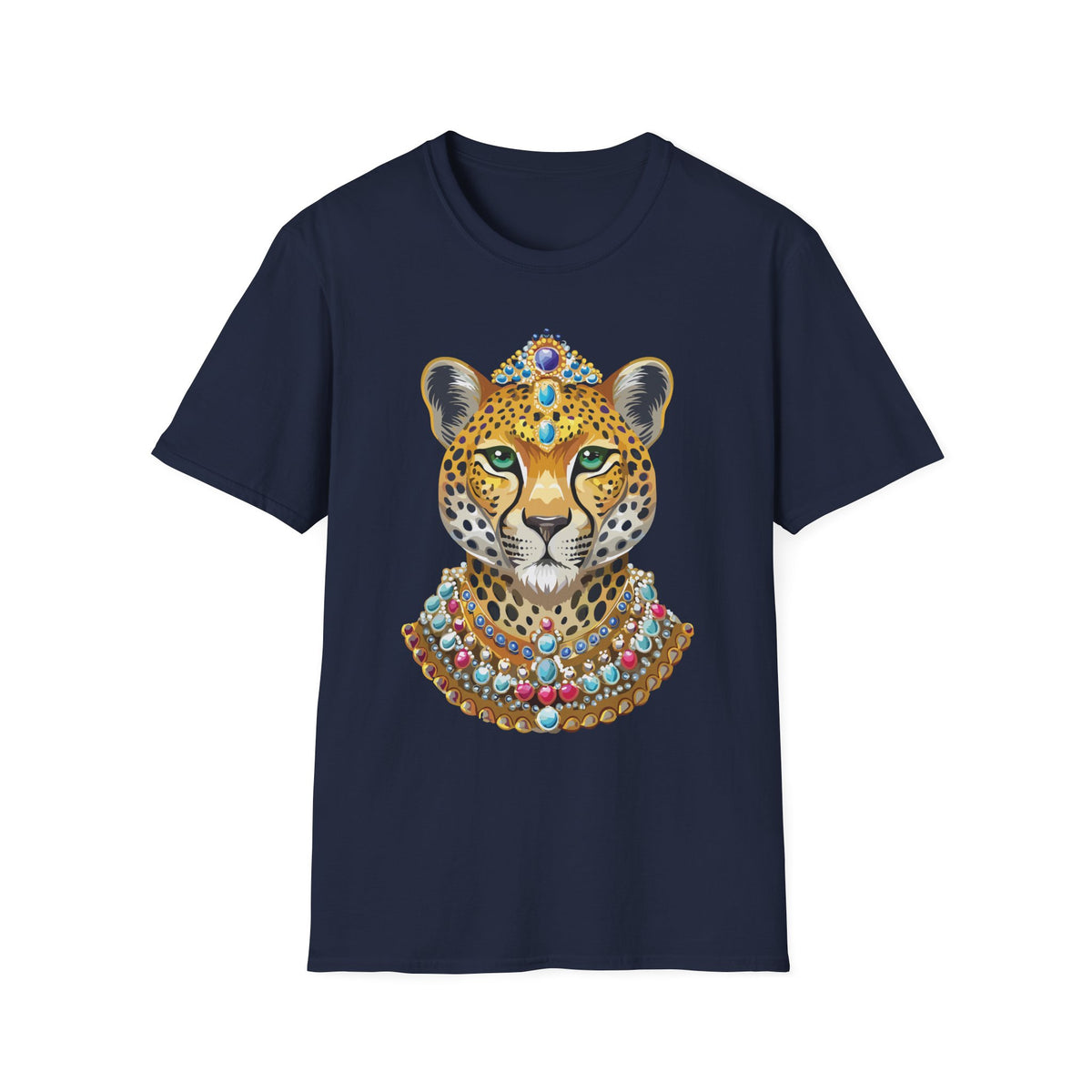 Jeweled Leopard Face T-Shirt | Regal Animal Portrait Tee