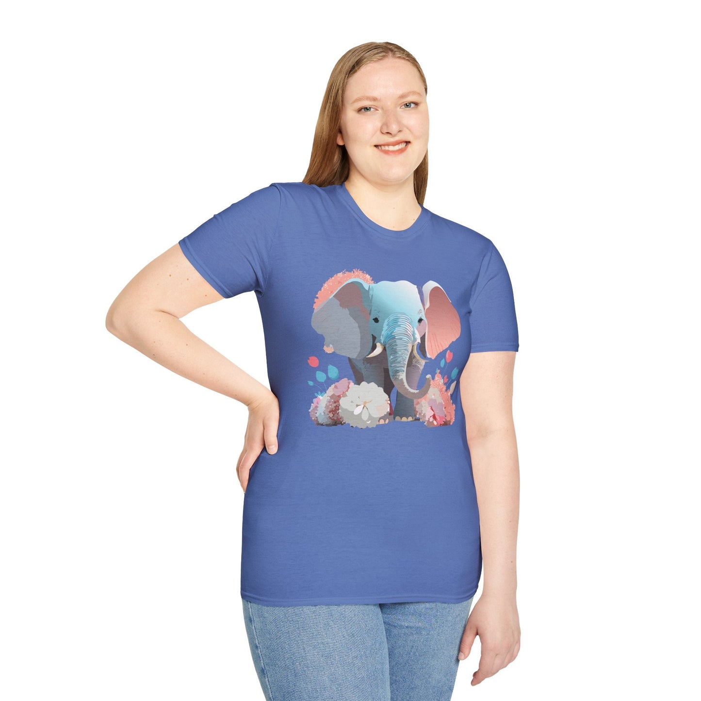 Elephant T Shirt Unisex Softstyle Graphic Tee With Elephant Animation Animal Print