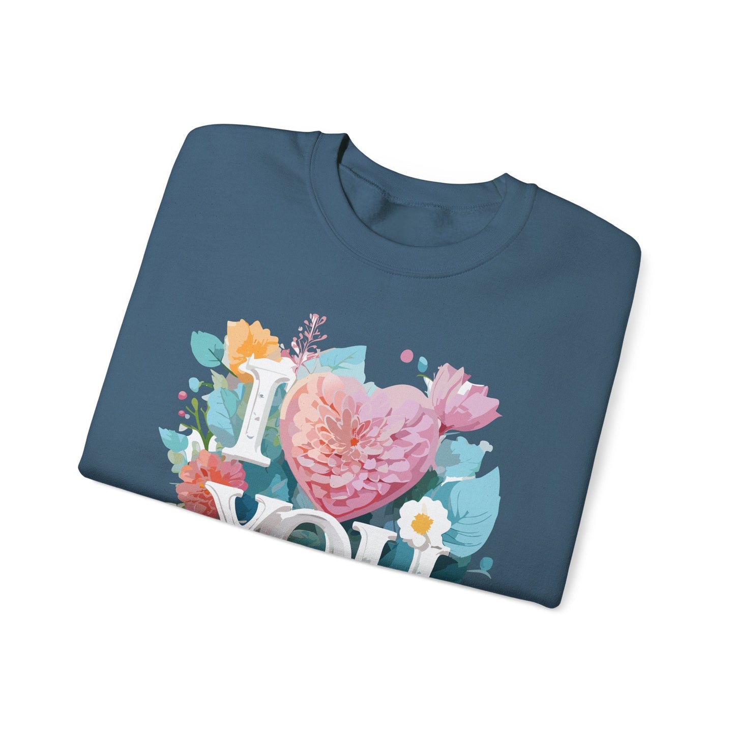 Floral Love Sweatshirt Unisex Valentines Day Gift 50 50 Cotton Polyester Crewneck