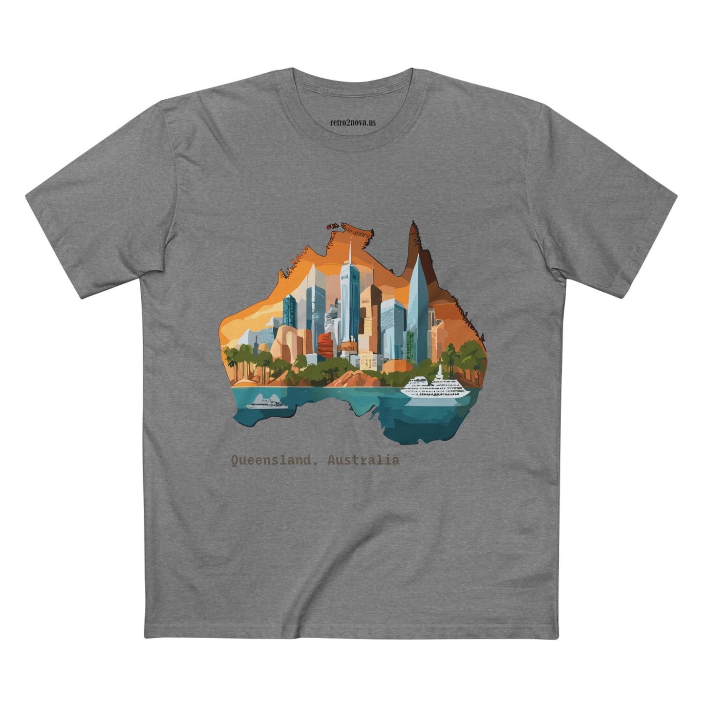 Retro2Nova Australia Travel Shirt Unisex Premium Cotton Tee With Original Art Design