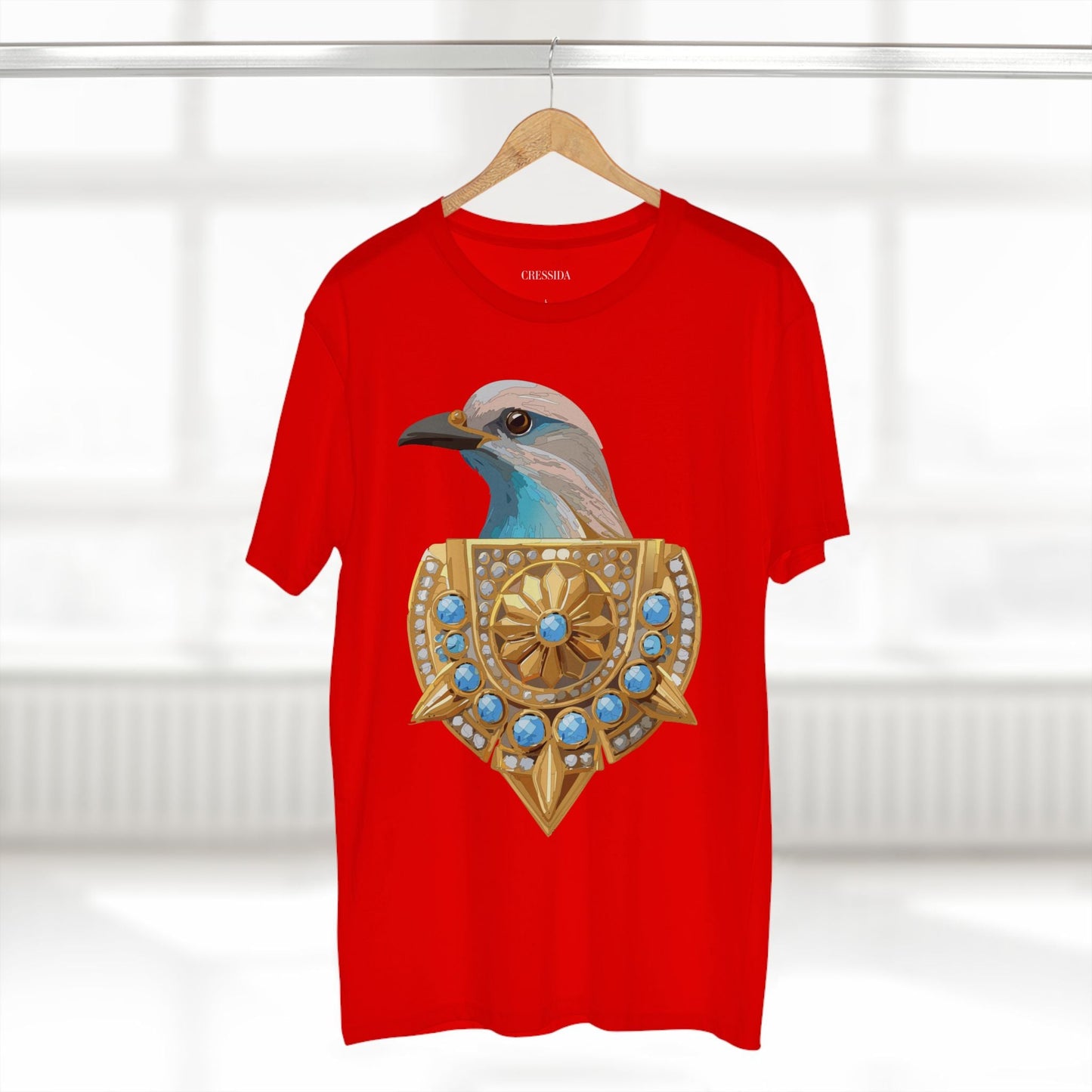 Bird Graphic Unisex 100 Cotton Tee With Unique Animal Golden Medallion Art Design 16