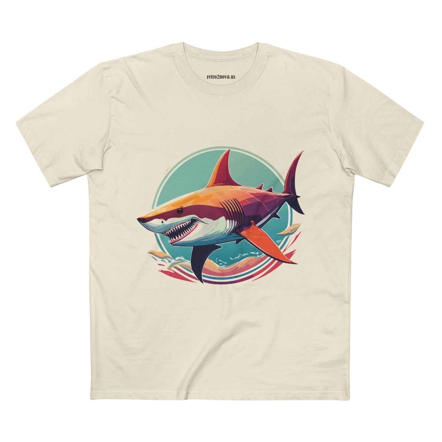 Unisex Animals Shark Shirt Premium Cotton Staple Tee With Original Art Design By Retro2Nova From Exclusive Art Collection