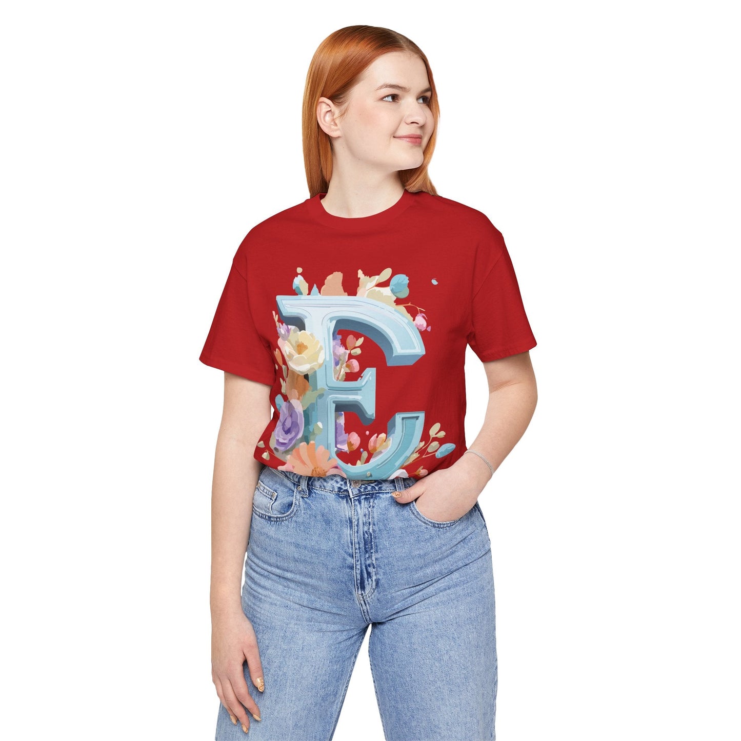 Letter E Graphic Tee Unisex Vintage Inspired Art Design Adelpha Short Sleeve Shirt