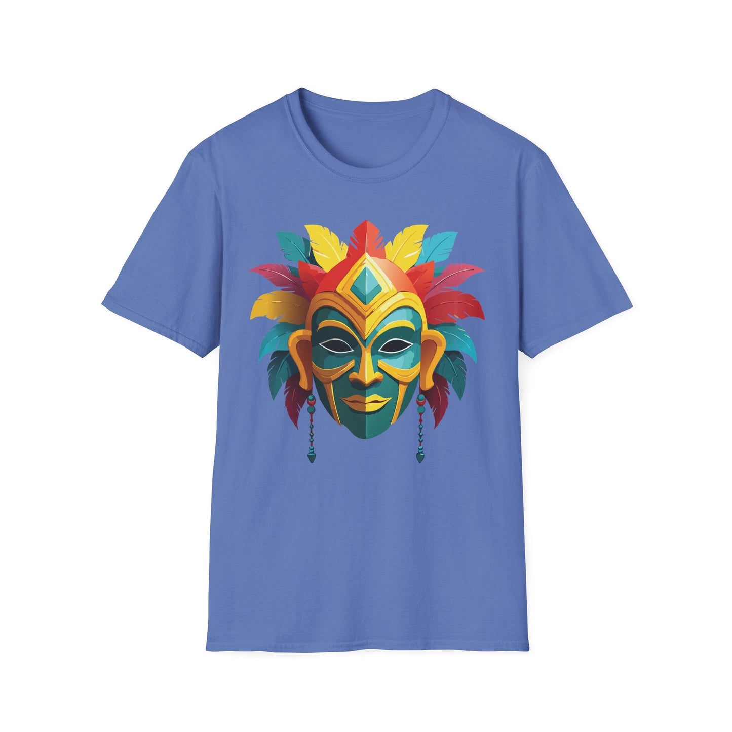 Unisex Mask Tee Shirt Gildan Softstyle 64000 Cotton Masquerade Design For Everyday Wear
