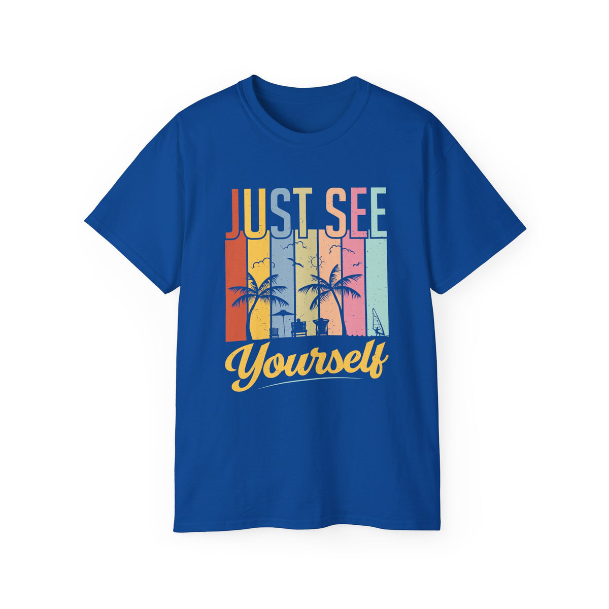 Just See Yourself T-Shirt | Retro Sunset Palm Trees Tee