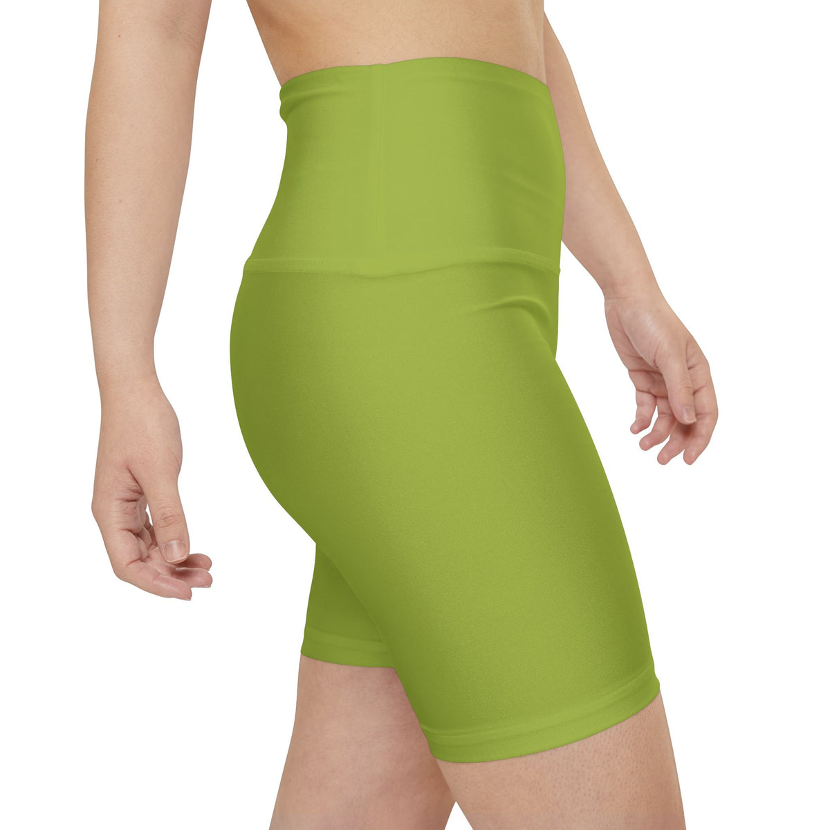 Lime Green Women's Lime High-Waist Workout Shorts — Lightweight Active Bike Shorts