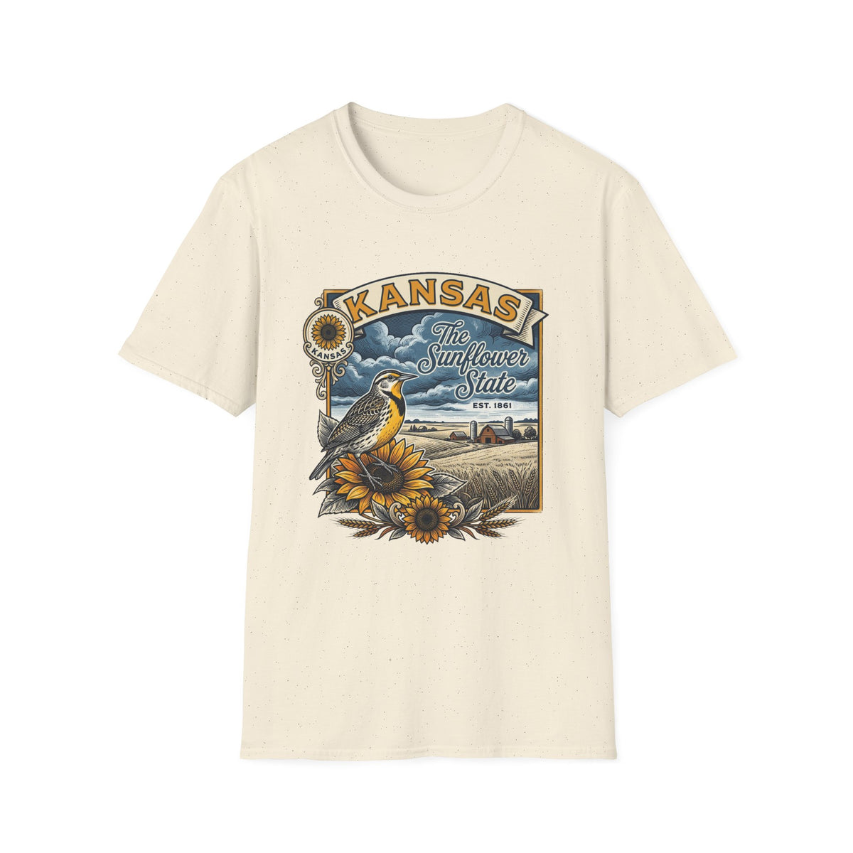 Kansas Sunflower State T-Shirt | Meadow Bird Vintage Travel Tee
