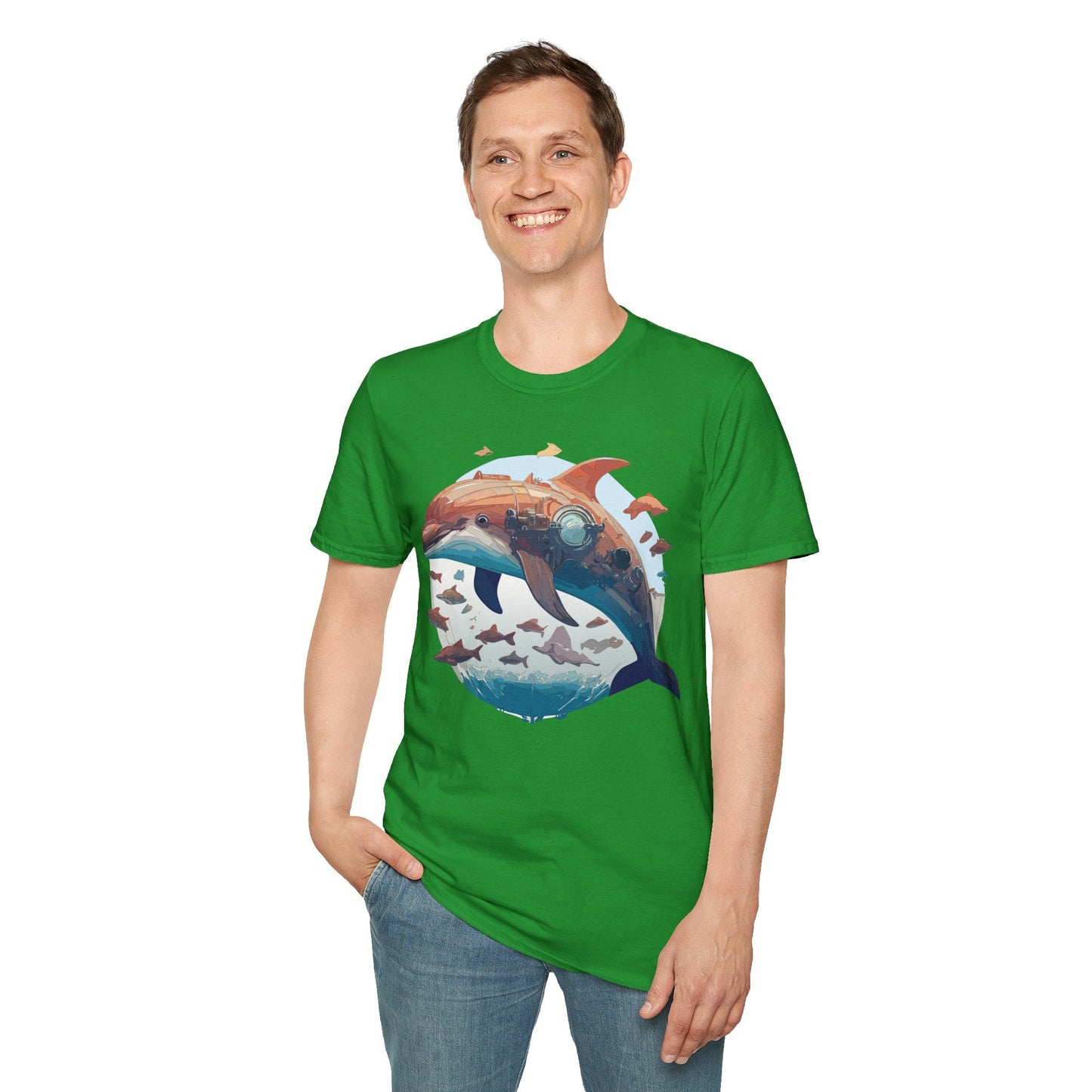 Unisex Dolphin Shirt Softstyle Tee Gildan 64000 Ring Spun Cotton Animal Graphic Design