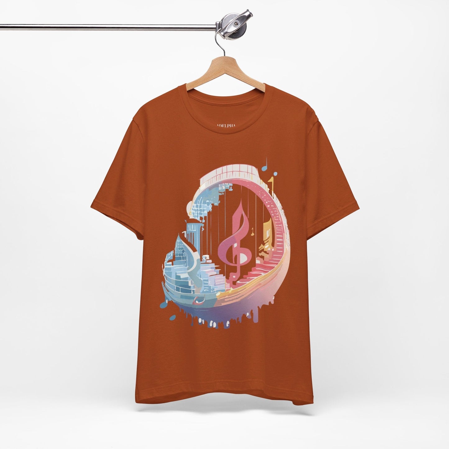 Music Graphic Unisex 100 Cotton Vintage Art with Musical Elements Tee 33