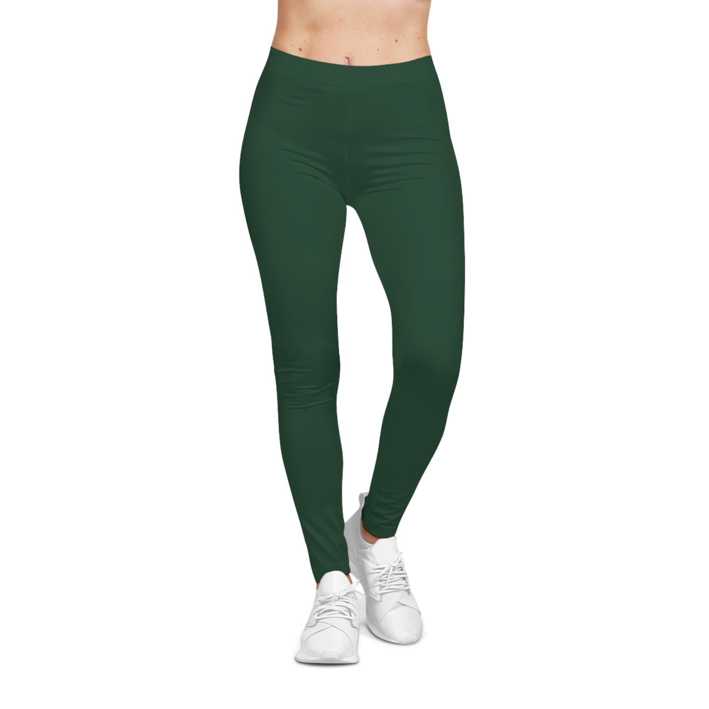 Deep Forest Green Color Women's Poly-Span Casual Leggings XS-2XL