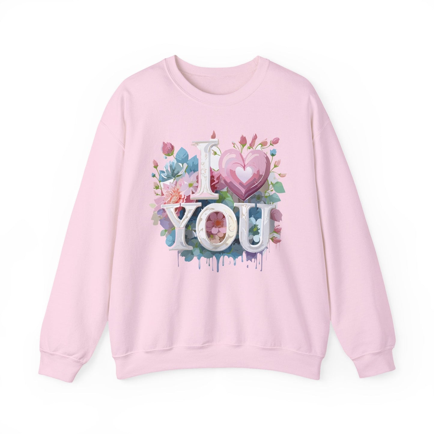 Floral Love Sweatshirt Unisex Valentine Day Flower Print Crewneck Gildan 18000 Cozy