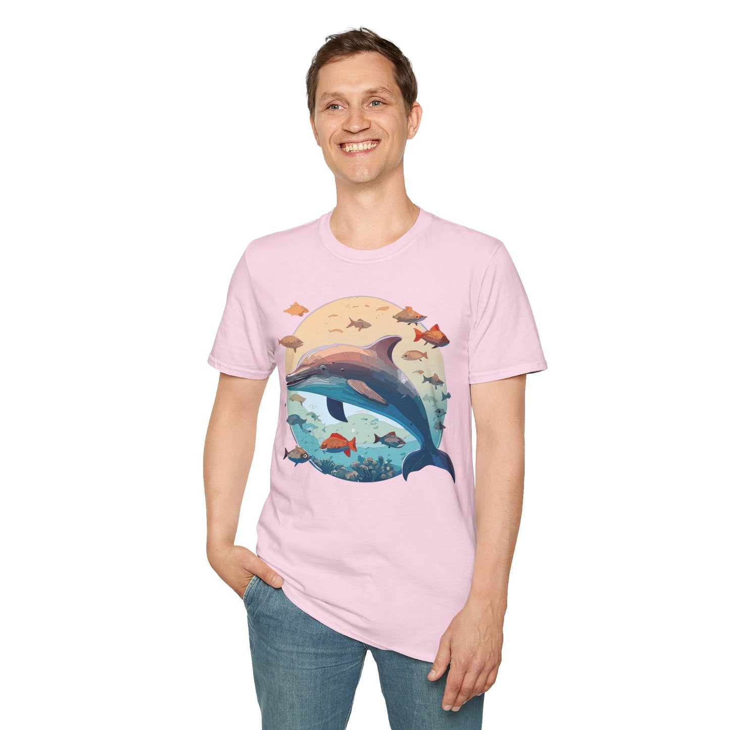 Dolphin Shirt Unisex Softstyle T Shirt 64000 100 Percent Ring Spun Cotton Tee For Everyday Comfort