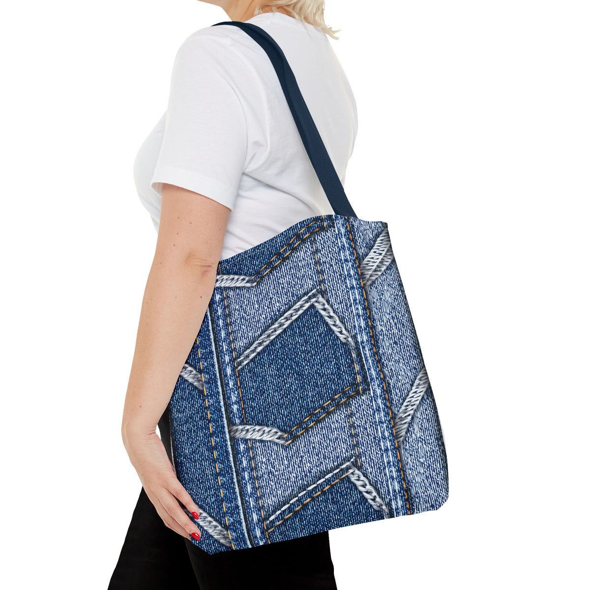 Denim Fabric Imitation Print Unisex Canvas Bag Poly Spun 3 Sizes Tote Bag 114