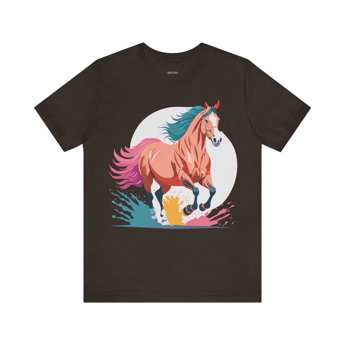 Horse Graphic Unisex Cotton Bella+Canvas Tee with Art Animal Design e24