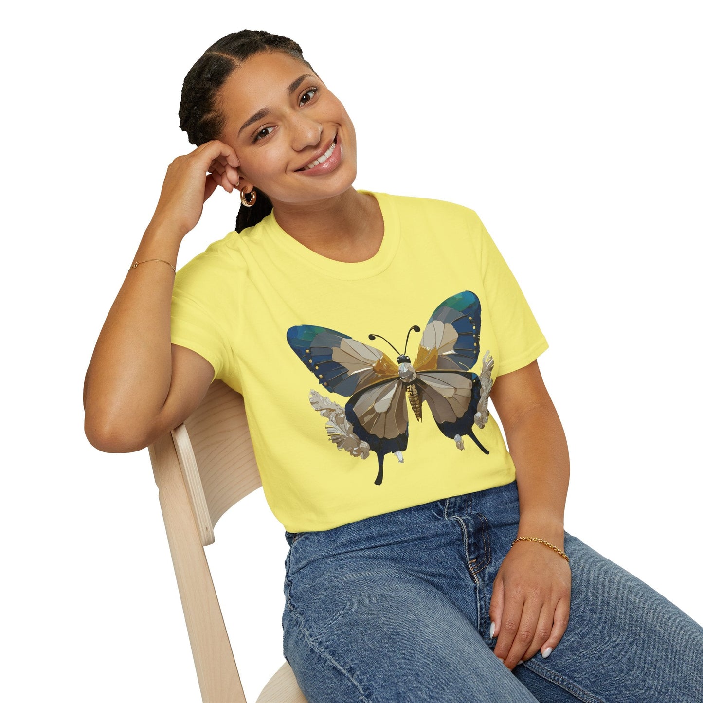 Butterfly Themed Unisex T Shirt With Monarch Design Gildan Softstyle 64000 Premium Ring Spun Cotton