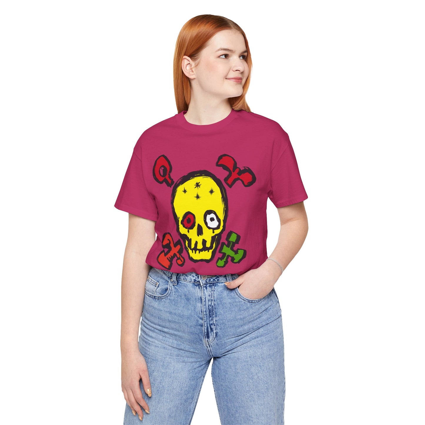Yellow Skull Graphic Design Tee, Skull Shirt, Vintage Tees, Art Design T-Shirt, Vintage Graphic Tee, Art Shirts with Skulls