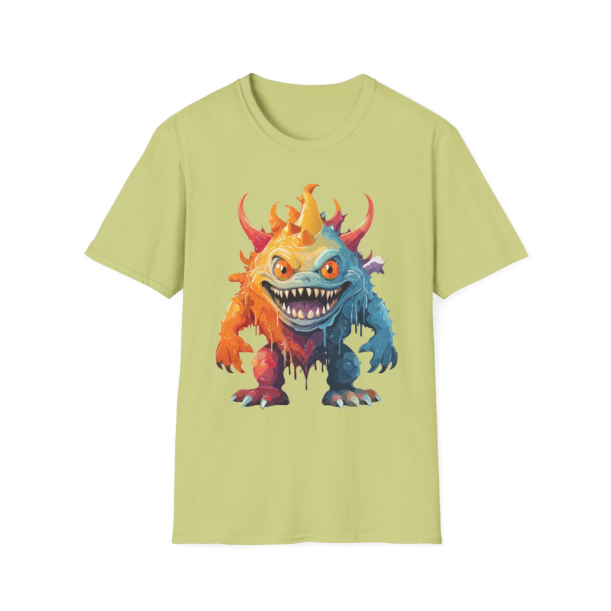 Colorful Monster T-Shirt — Vibrant Rainbow Creature Cartoon Graphic Tee Unisex 100 Cotton Gildan T-Shirt