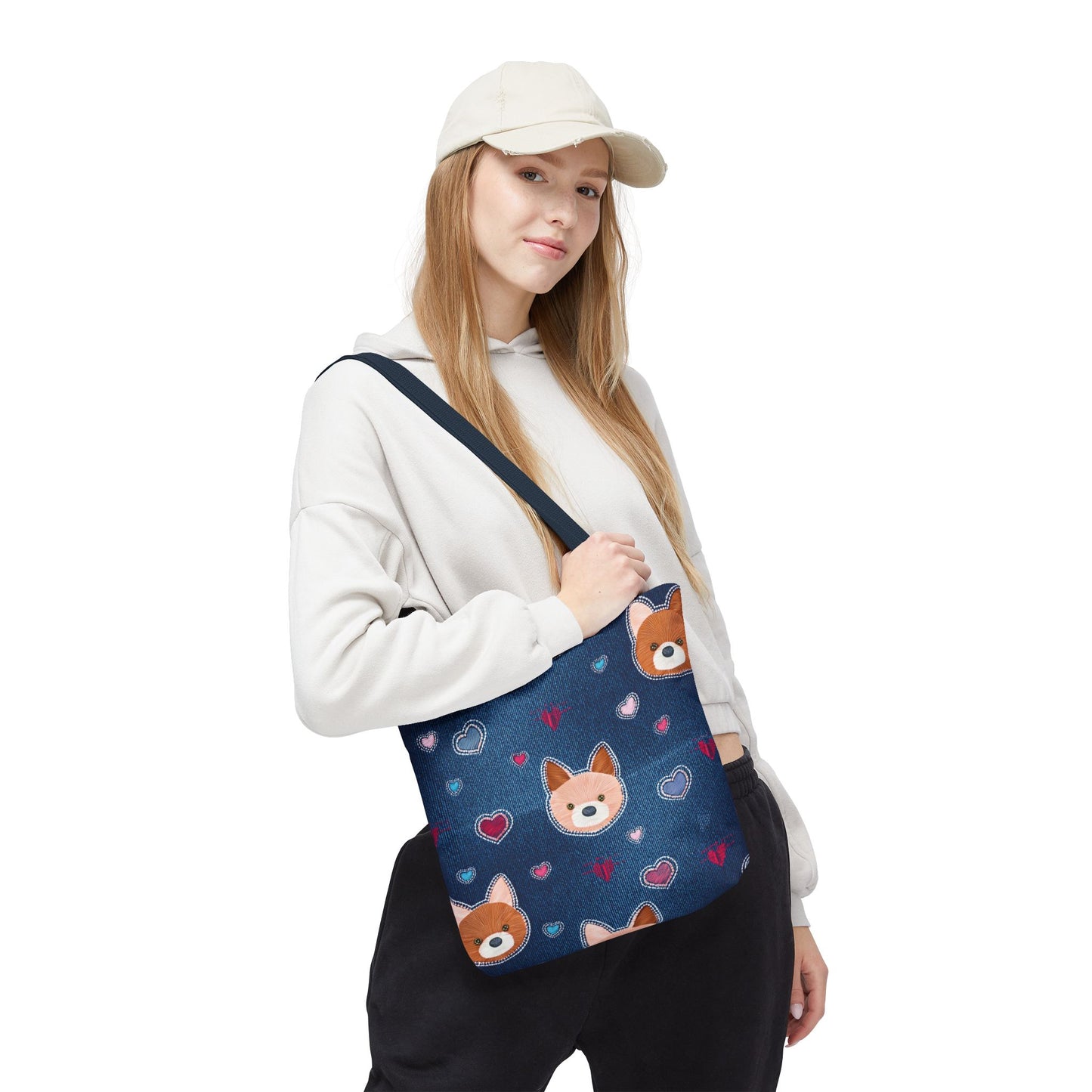 Love Day Graphic Design Denim Fabric Imitation Print Unisex Canvas Bag POLY 3 Sizes Tote Bag 201-5