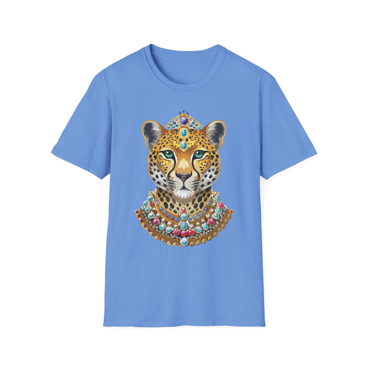 Jeweled Leopard Face T-Shirt | Regal Animal Portrait Tee