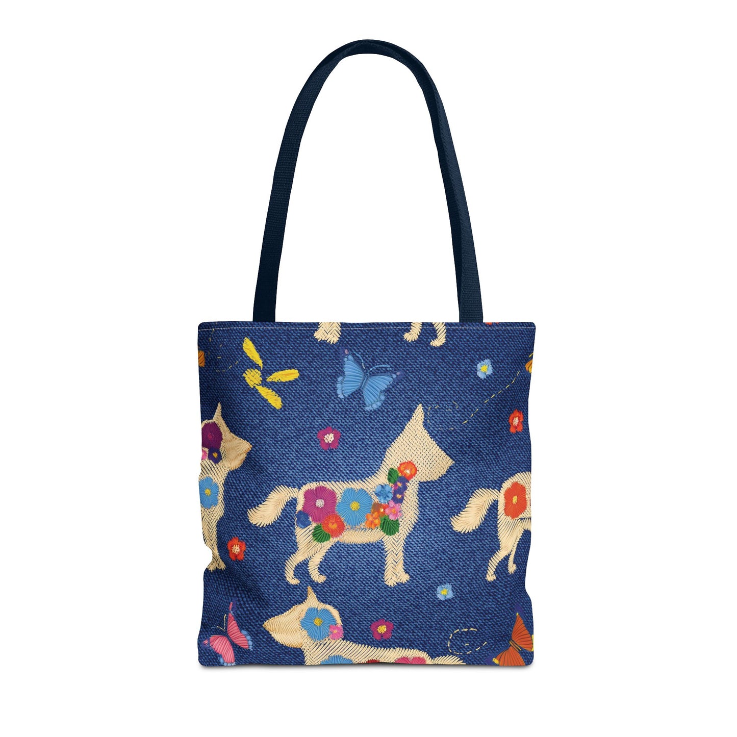 Denim Fabric Imitation Print Unisex Canvas Bag Poly Spun 3 Sizes Tote Bag 191-7