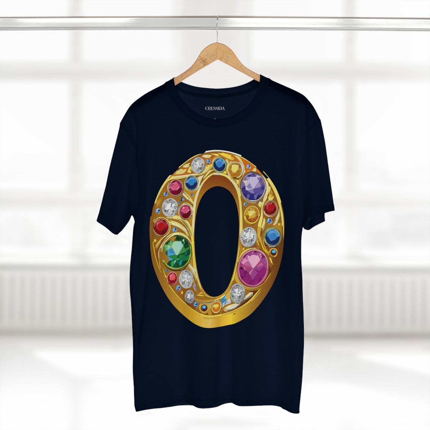Letter O Graphic Design Tee Unisex 100 Cotton With Antique Gold Letters Artwork T-Shirt