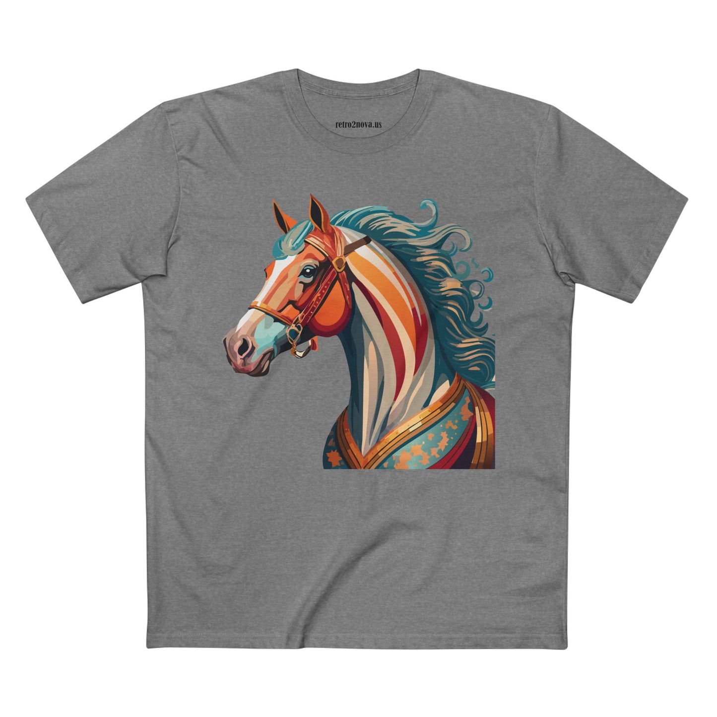Horse Animal Shirt Unisex Premium Cotton Tee With Original Art Design From Retro2Nova Soft Breathable Art Collection