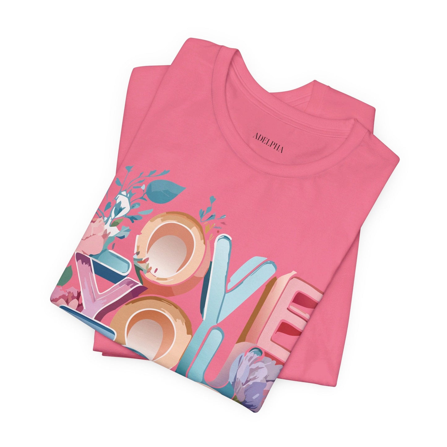 Valentine Day Graphic Unisex 100 Cotton Vintage Artwork with Love and Flower Design Tee 39