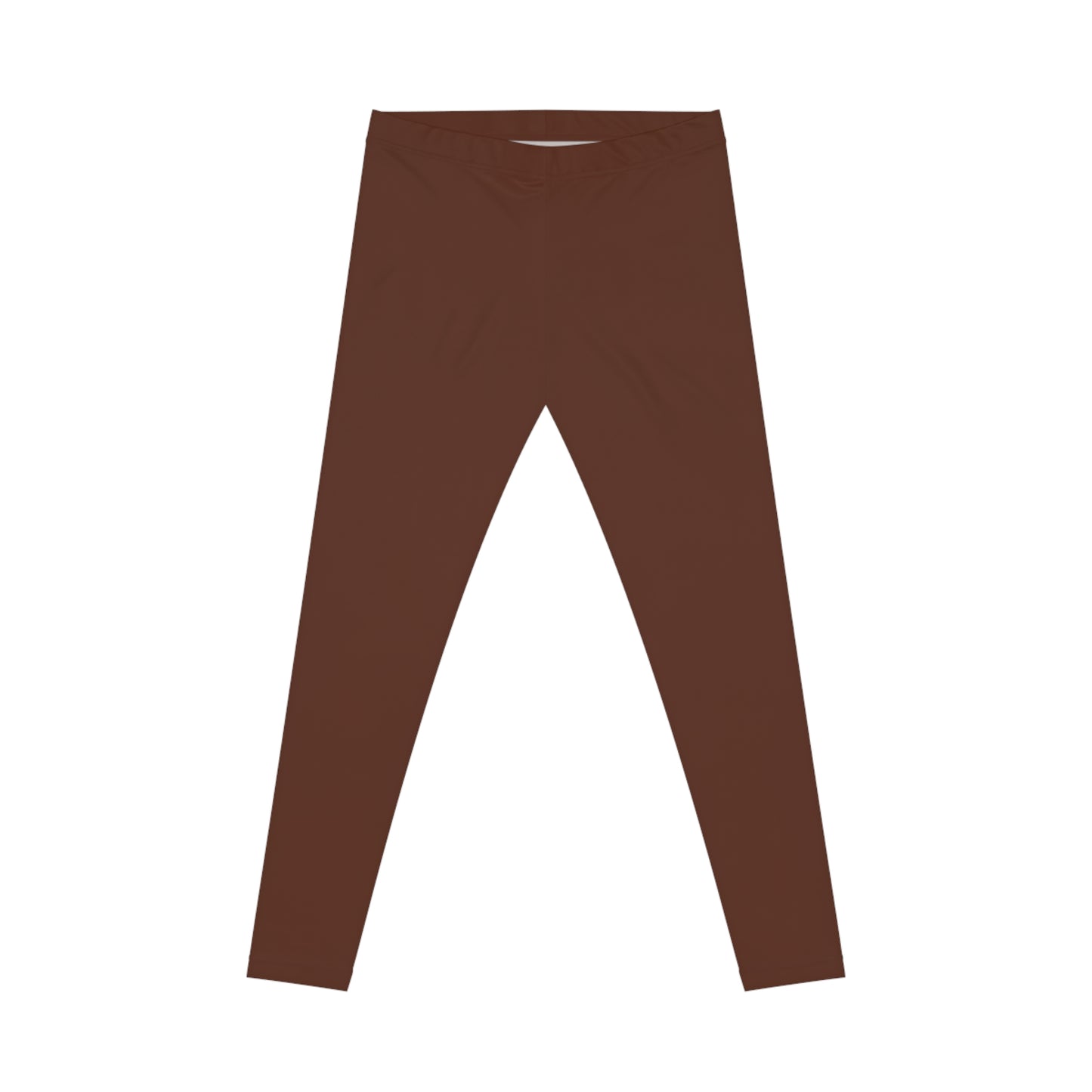 Dark Walnut Brown Color Women's Poly-Span Casual Leggings XS-2XL