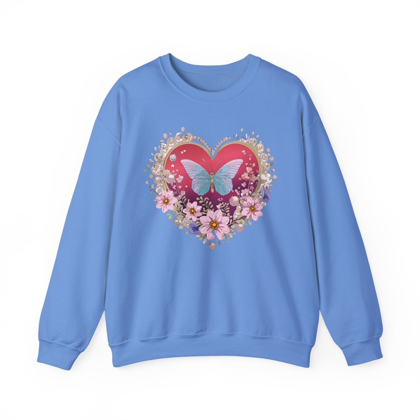 Floral Heart Sweatshirt For Valentines Day Unisex Floral Love Crewneck Sweatshirt