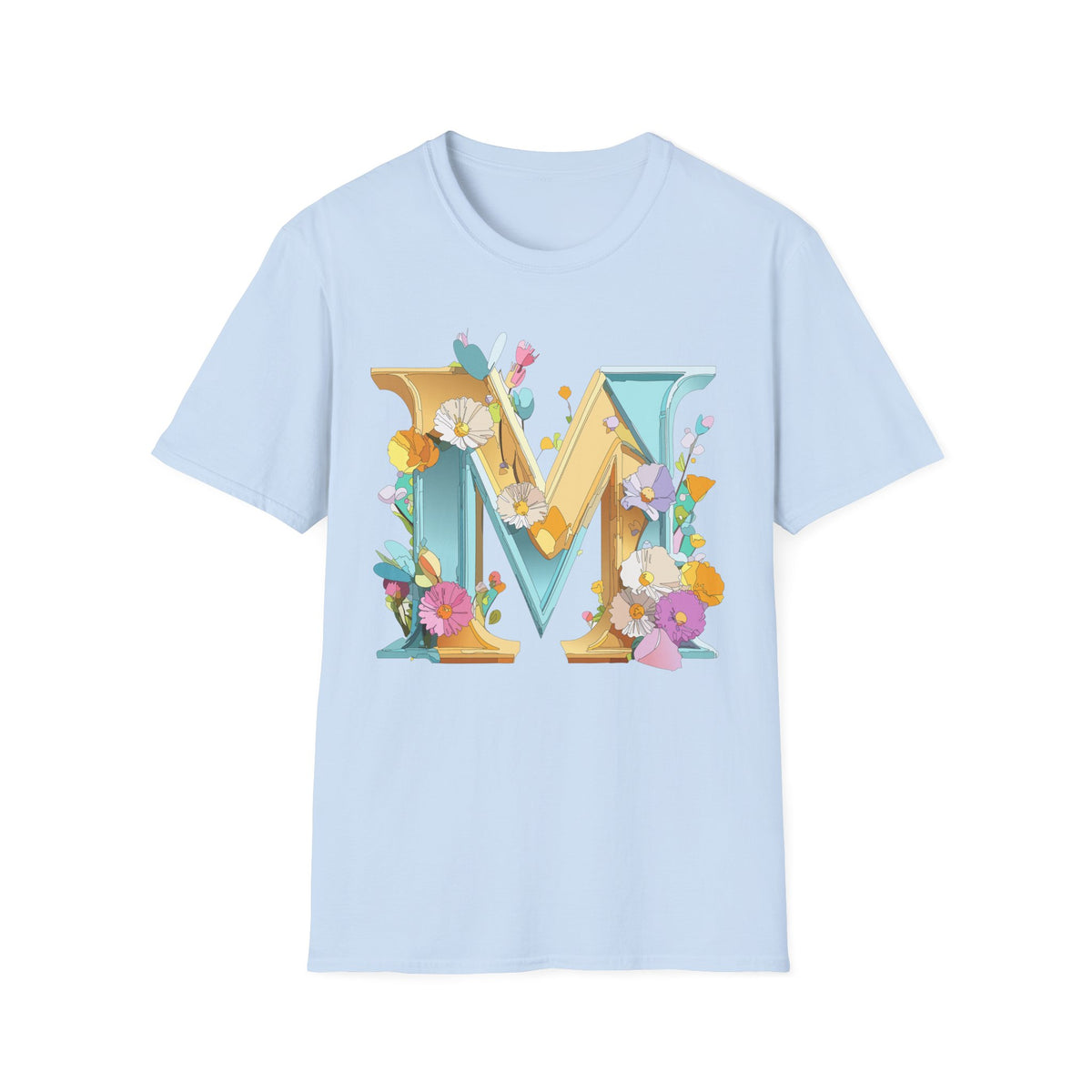 Floral Letter M T-Shirt | Botanical Monogram Initial Tee