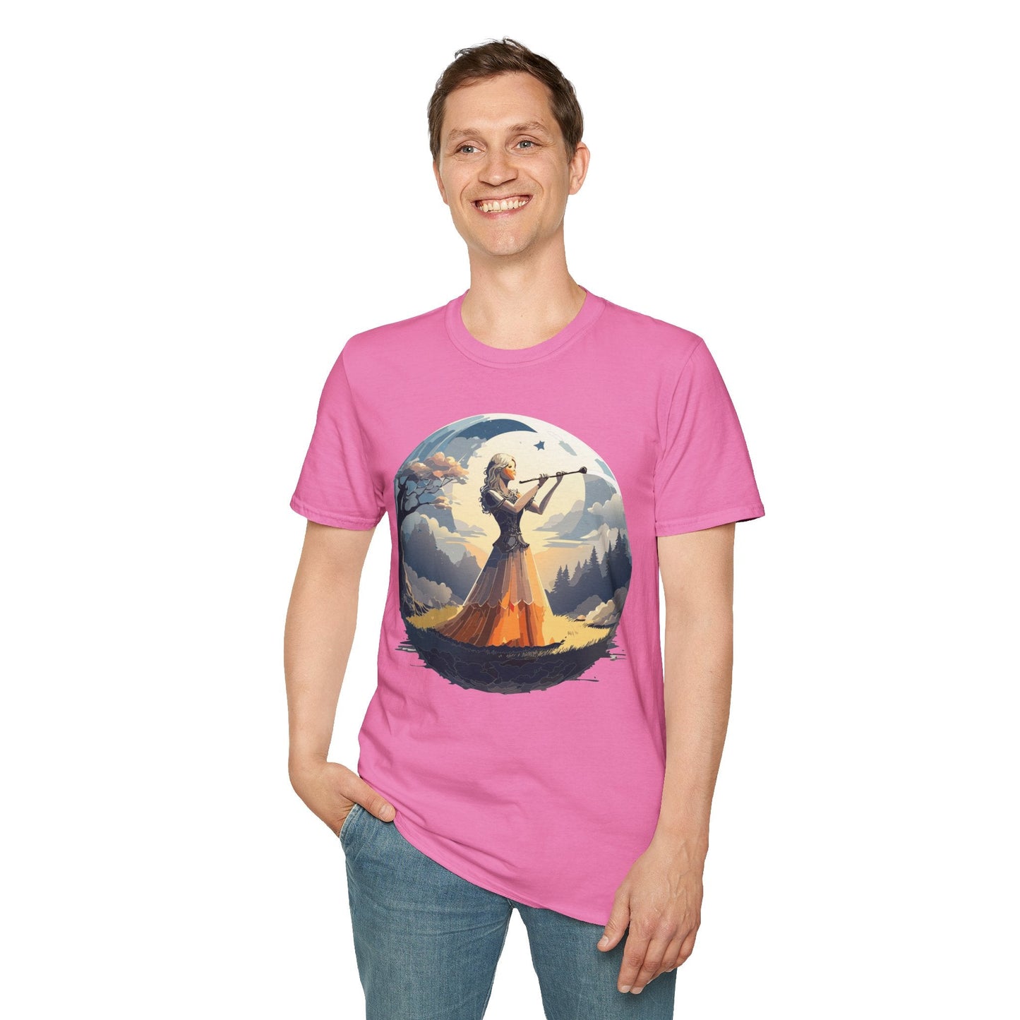 Unisex Softstyle Graphic T Shirt 100 Percent Ring Spun Cotton Art Design Tee For Women