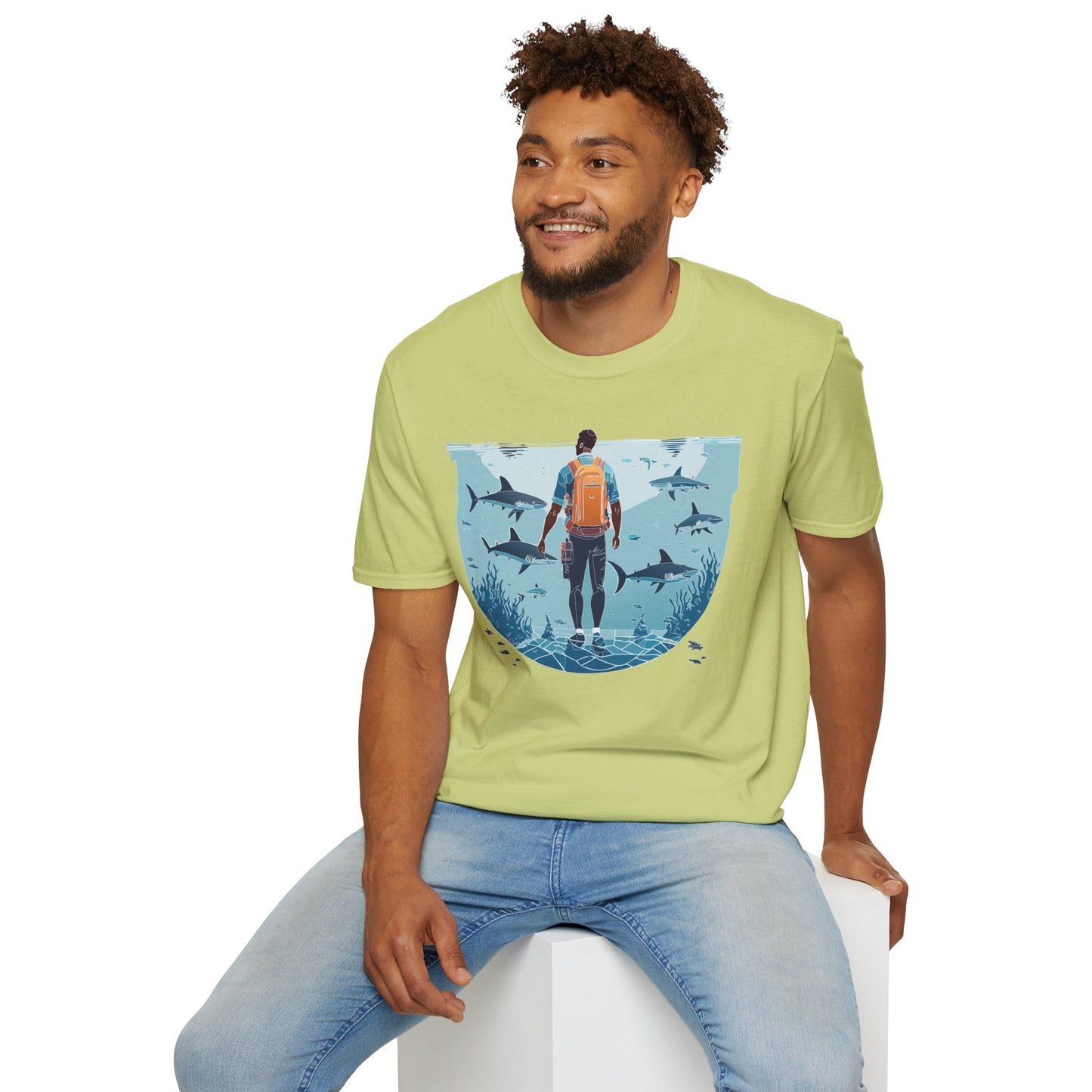 Ocean Tee Shirt Unisex Softstyle T Shirt With Ocean Art Design U Boat Theme Graphic Artwork Edition