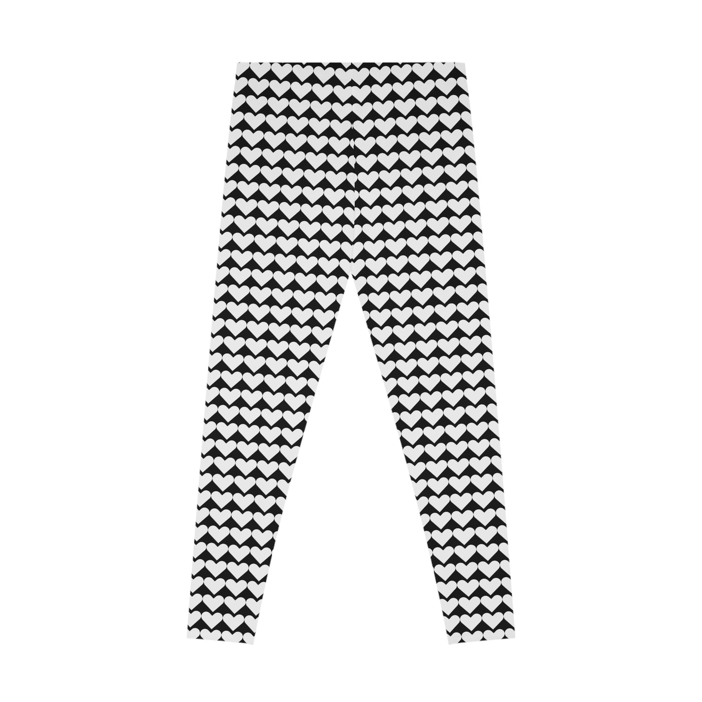 White Heart Black Leggings, Heart Yoga Pants, Heart Leggings