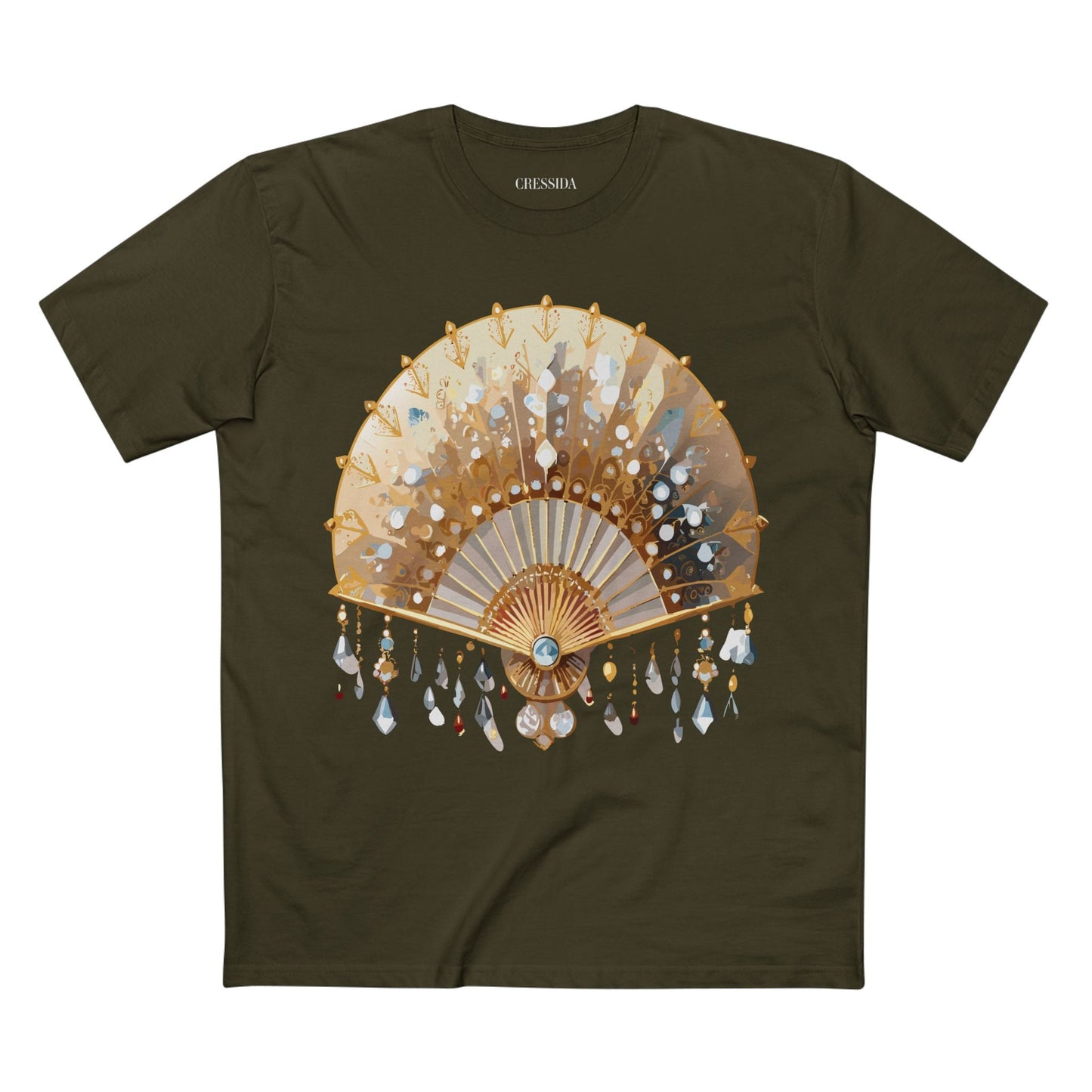Antique Fan Graphic Design T-Shirt Unisex 100 Cotton Floral Carnival Artwork Tee 15