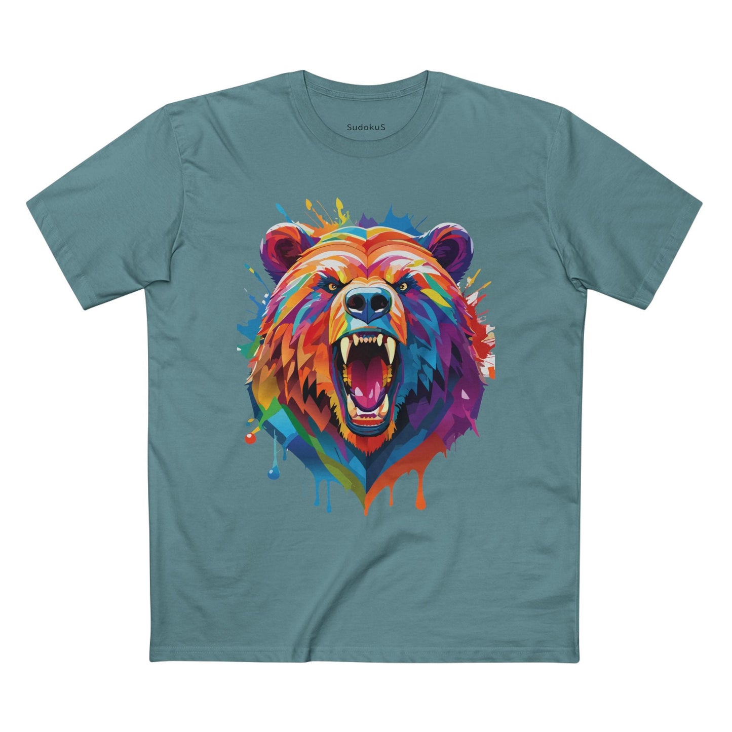 Bear Graphic Unisex 100 Cotton Staple Tee with Animal Design Artwork 13