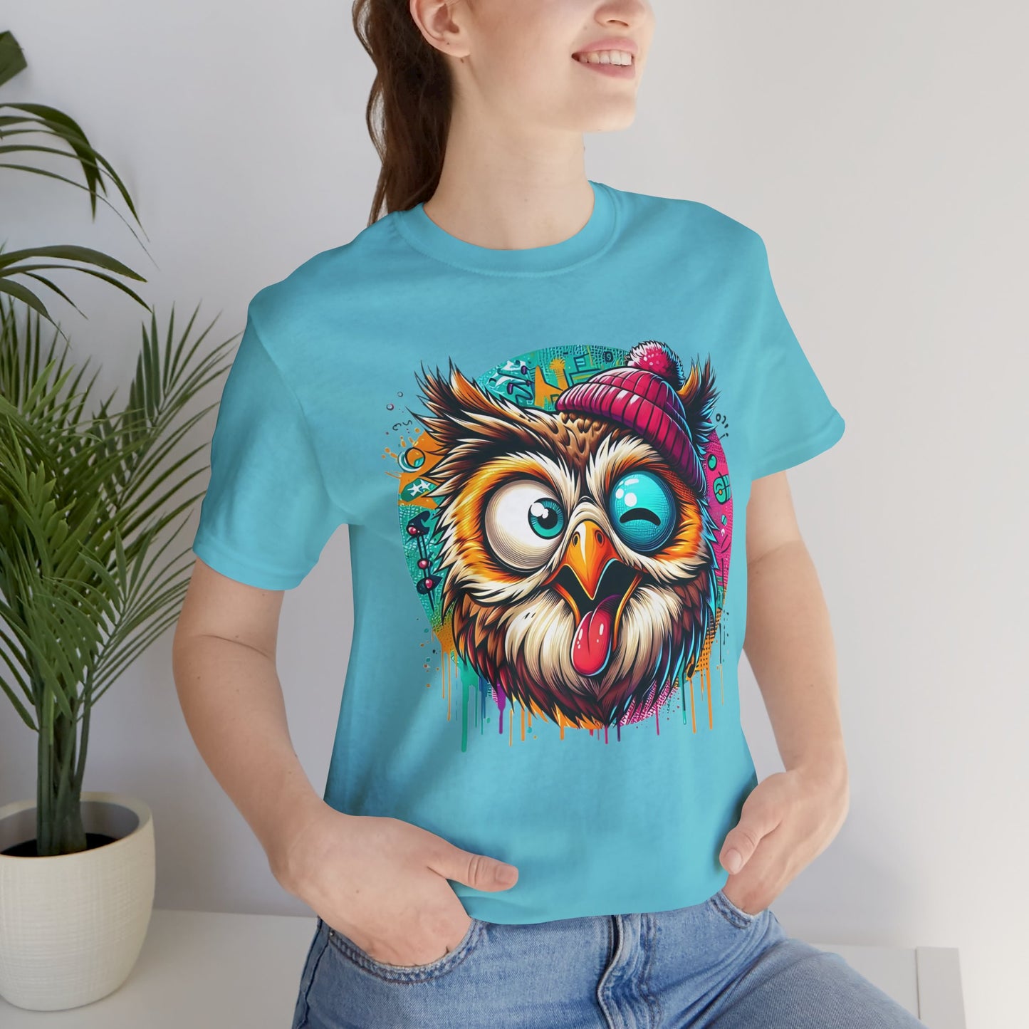 Colorful Owl Graphic Tee, Fun Owl Shirt, Funny Bird Shirt, Cute Cartoon Tees, Animal T-Shirt, Animal Tees, Art Design T-Shirt