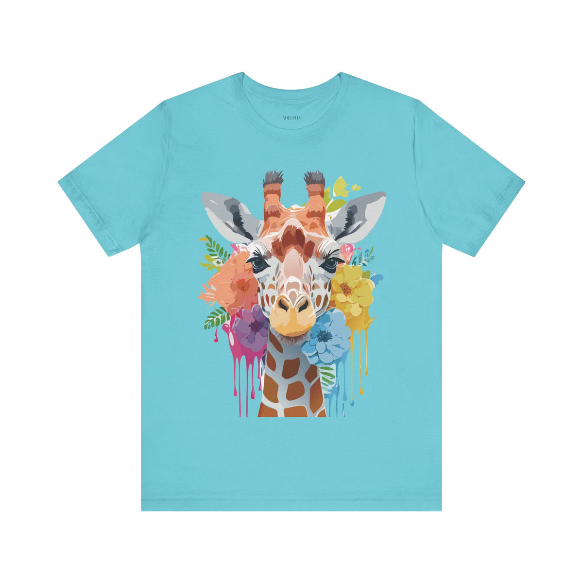 Giraffe Graphic Unisex Cotton Bella+Canvas Tee with Art Animal Design e15
