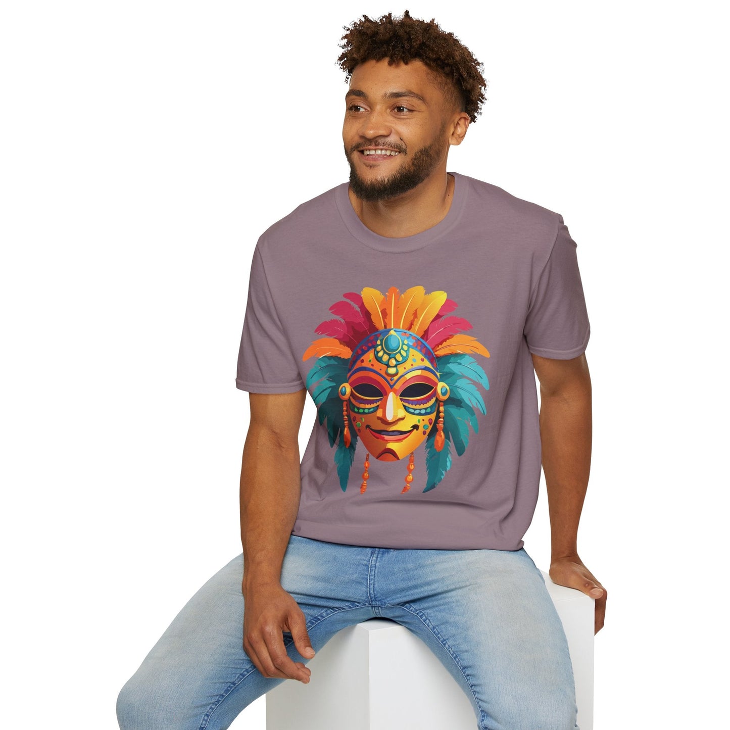 Mask Tee Shirt Unisex Softstyle Gildan 64000 100 Percent Ring Spun Cotton Masquerade Tee