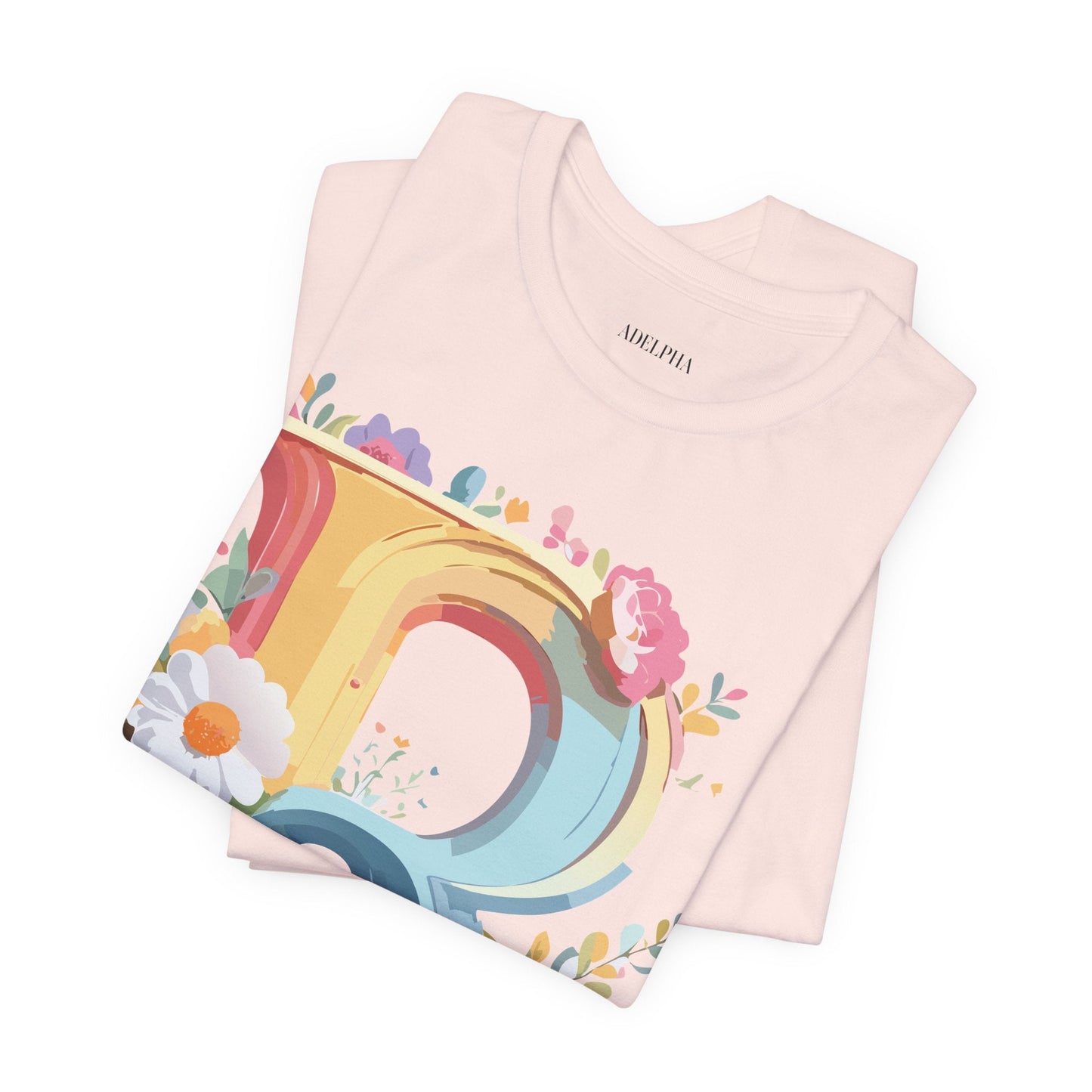 Adelpha Letter R Graphic Tee Unisex Short Sleeve Vintage Style Art Design Artwork Premium Fit