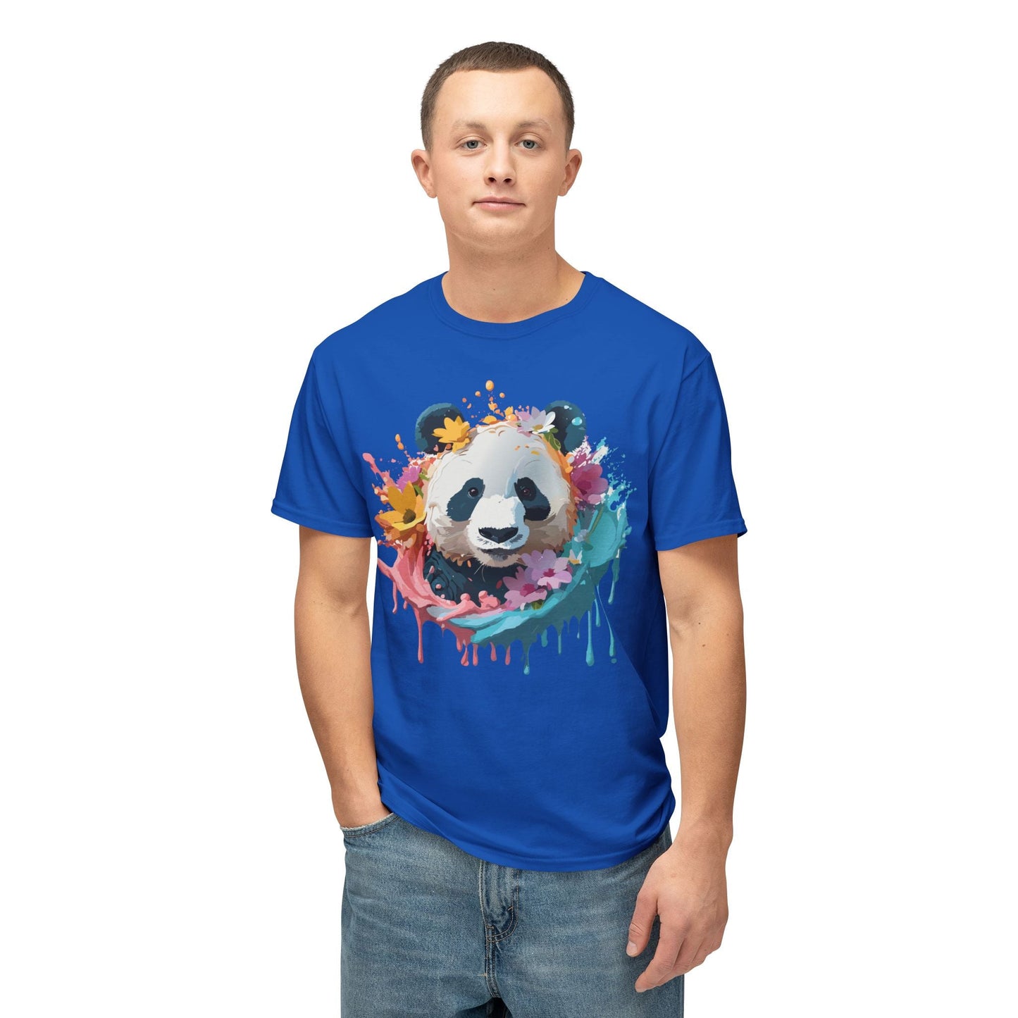 Unisex Panda T Shirt With Art Print Vintage Panda Floral Tees Panda Art Design Shirt USA Made