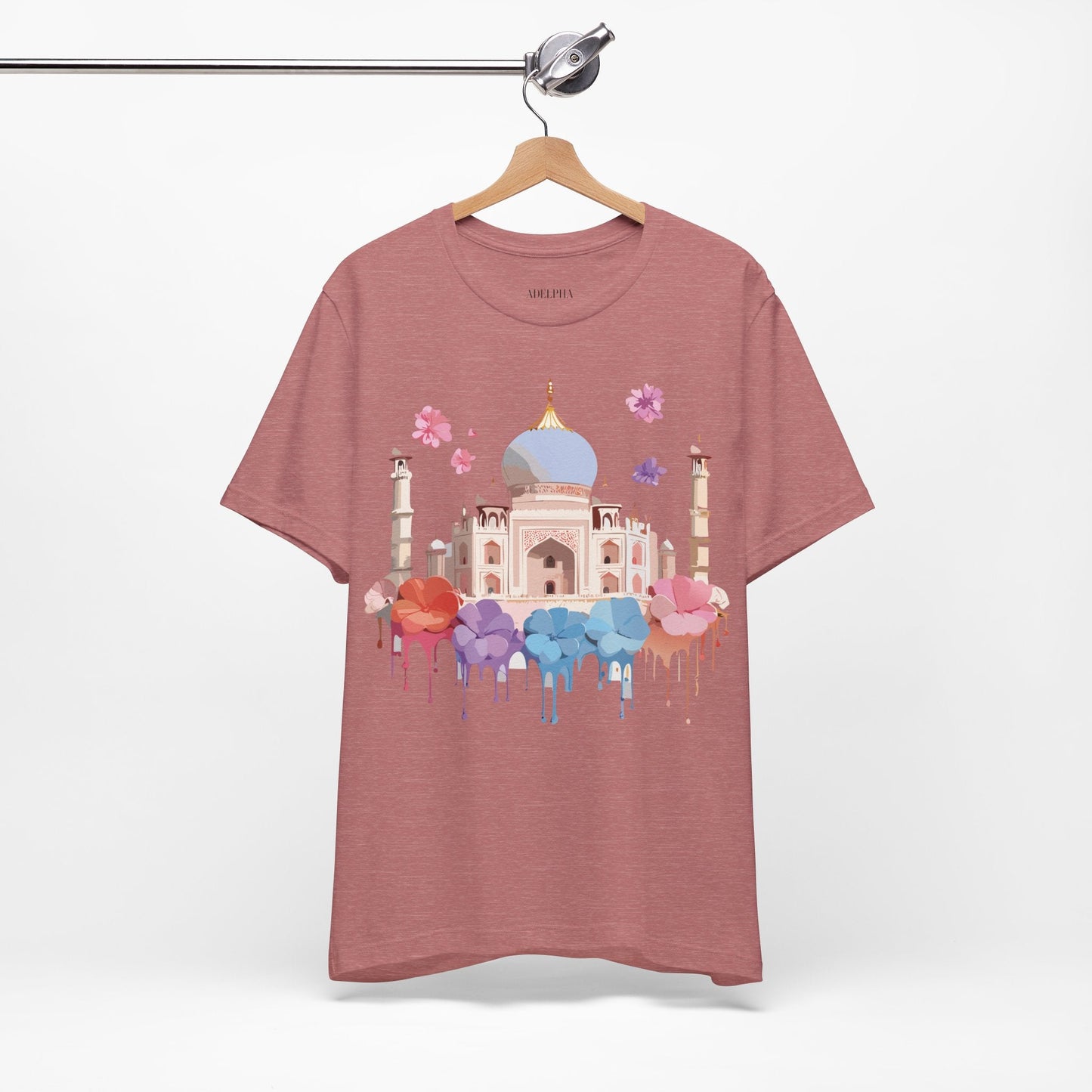 Taj Mahal Graphic Tee Unisex Short Sleeve Shirt By Adelpha With Vintage Inspired Artwork