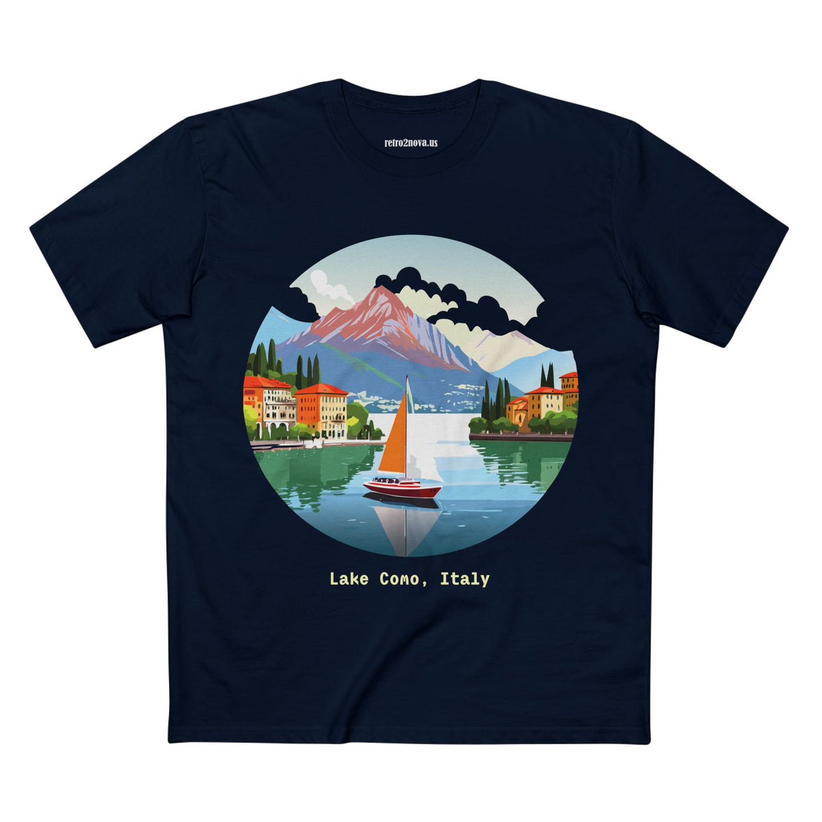 Lake Como Italy illustration T-Shirt | Scenic Travel Italy Tee