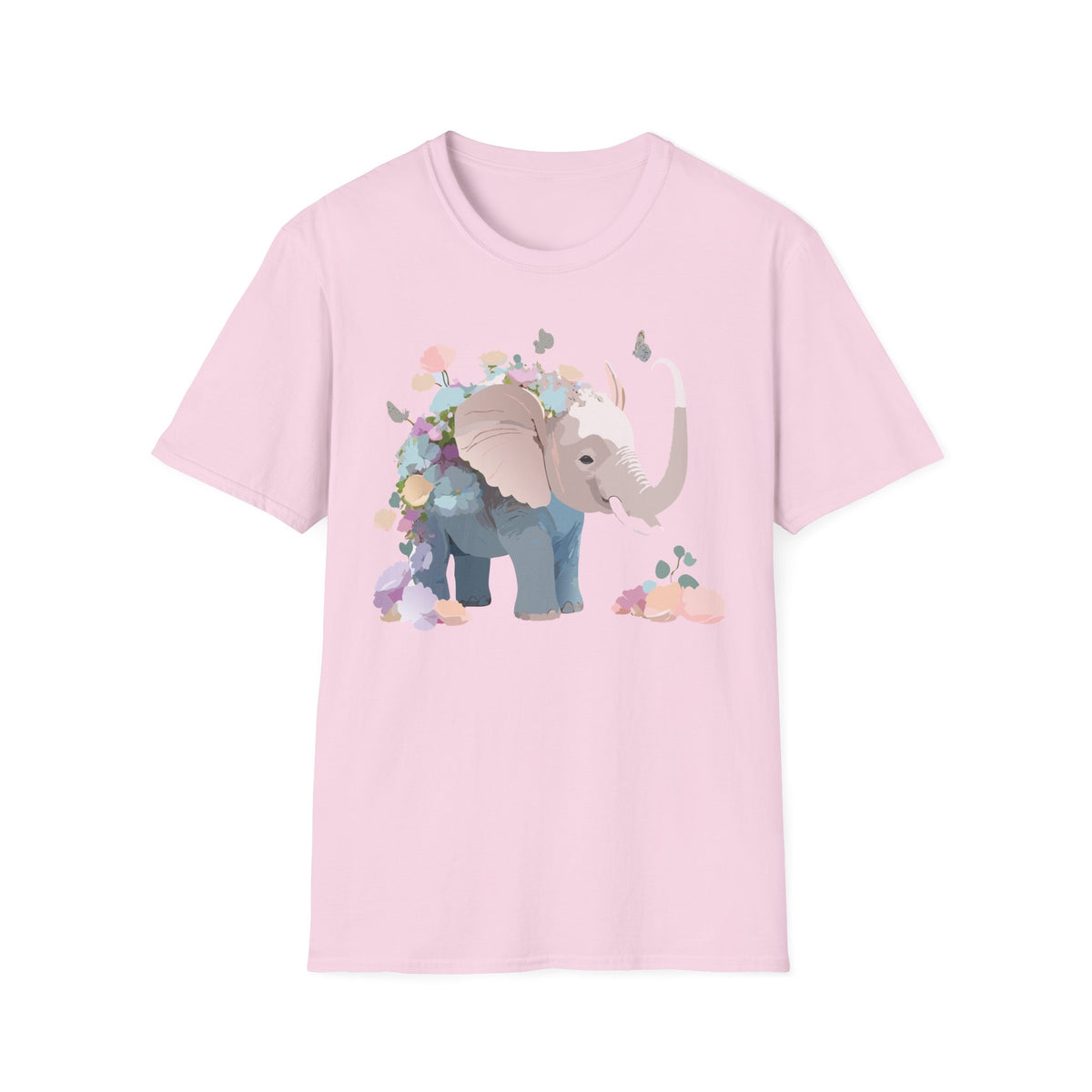 Floral Elephant Illustration T-Shirt | Watercolor Baby Elephant Tee