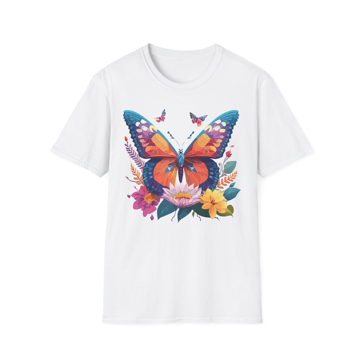 Butterfly Print Unisex T Shirt Softstyle 64000 Monarch Butterfly Themed Tee Ring Spun Cotton