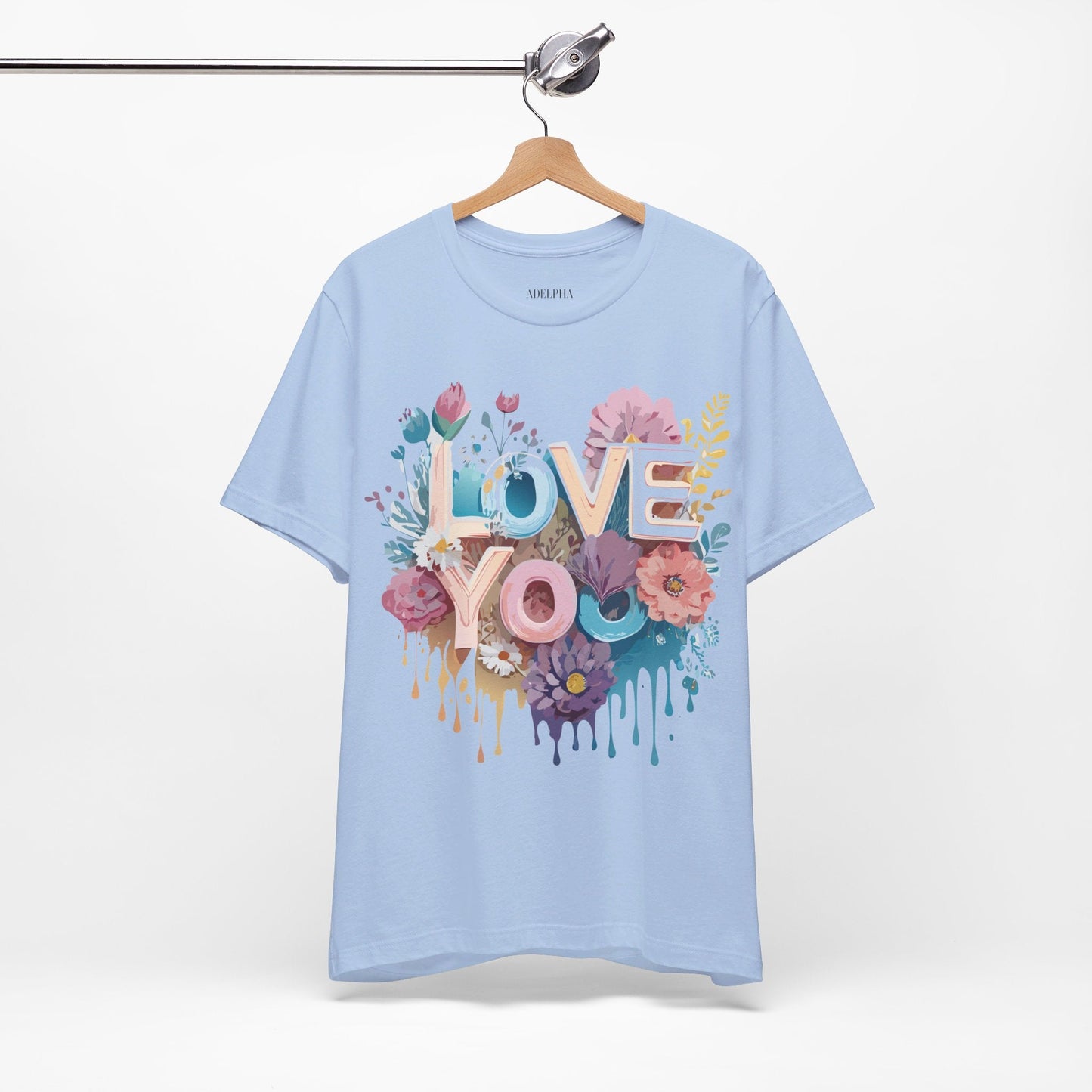 Valentine Day Graphic Unisex 100 Cotton Vintage Artwork with Love and Flower Design Tee 37