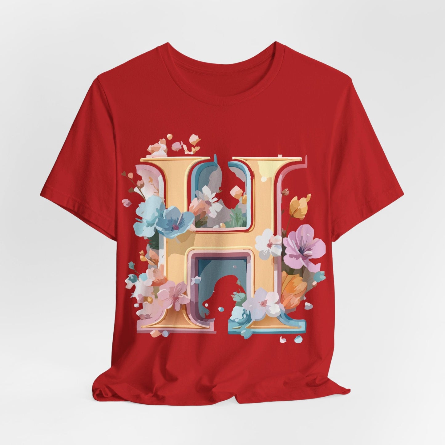 Letter H Graphic Tee Unisex Short Sleeve Shirt By Adelpha Featuring Vintage Inspired Artwork