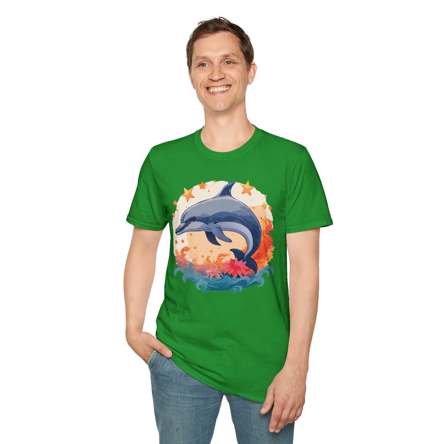 Dolphin Shirt Unisex Tee Gildan Softstyle 64000 100 Percent Ring Spun Cotton Comfort Wear