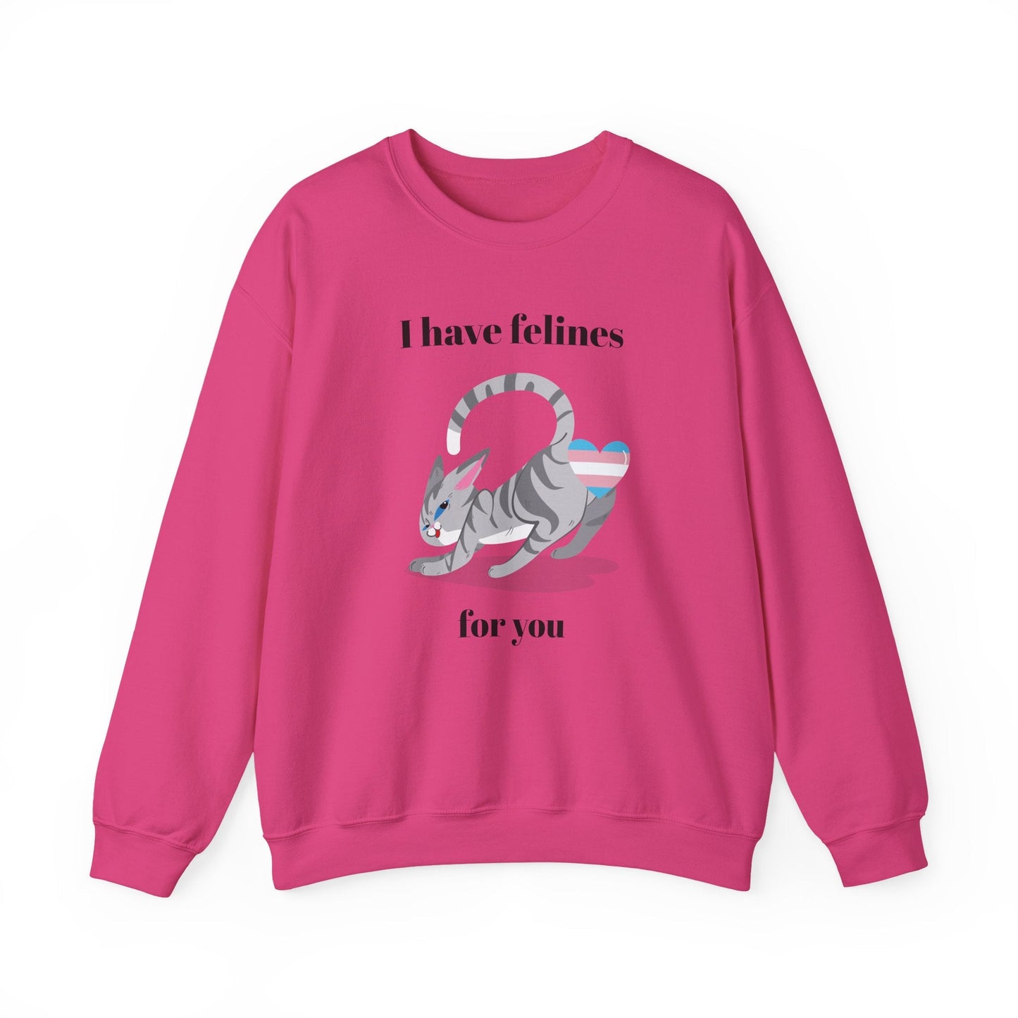 Cat Heart Sweatshirt Unisex Valentine Design 50 50 Cotton Poly Gildan 18000 Crewneck